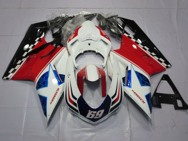 69 Bianco & Rosso 07-14 Ducati 848 1098 1198 Carena 69 Bianco & Rosso 07-14 Ducati 848 1098 1198 Carena