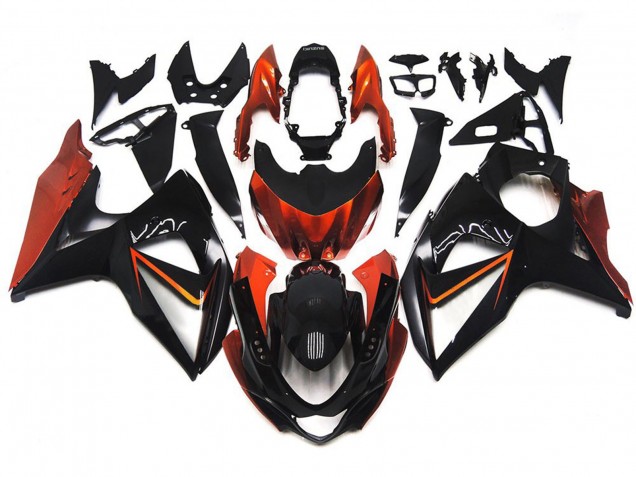 Arancione & Nero Personalizzati Con Inserto Argento 09-16 GSXR 1000 Carena Arancione & Nero Personalizzati Con Inserto Argento 09-16 GSXR 1000 Carena