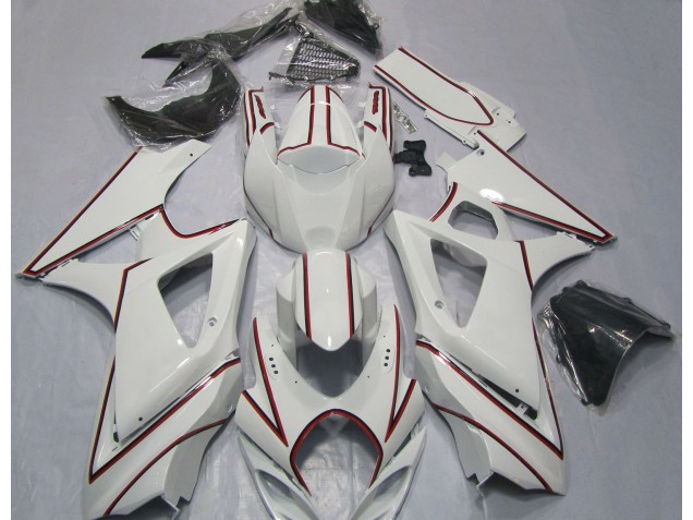 Bianco Con Striscia Rossa 07-08 GSXR 1000 Carena Bianco Con Striscia Rossa 07-08 GSXR 1000 Carena
