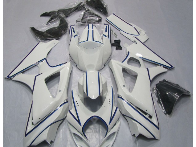 Gessato Bianco Blu Lucido 07-08 GSXR 1000 Carena Gessato Bianco Blu Lucido 07-08 GSXR 1000 Carena