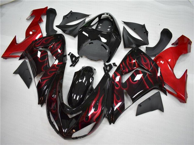 Carena Moto Kawasaki ZX10R 2006-2007 - Nero Lucido Rosso Fiamma