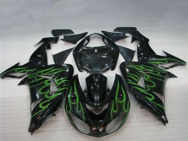 Carena Moto Kawasaki ZX10R 2006-2007 - Nero Lucido Verde Fiamma