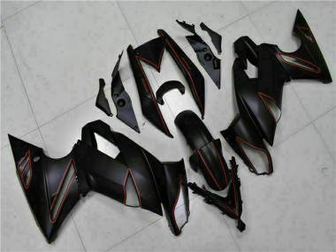 Carena Moto Kawasaki EX650 2009-2011 - Nero Opaco Rosso Banda