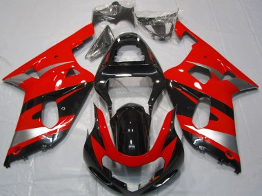 Carene Moto Suzuki GSXR 600 / GSXR 750 2001-2003 - Rosso Argento Nero Lucido OEM Stile