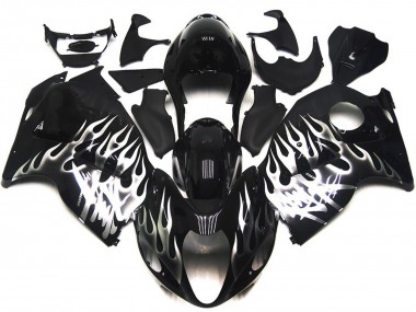 Carene Moto Suzuki GSXR 1300 1996-2007 - Nero Lucido Argento Fiamma