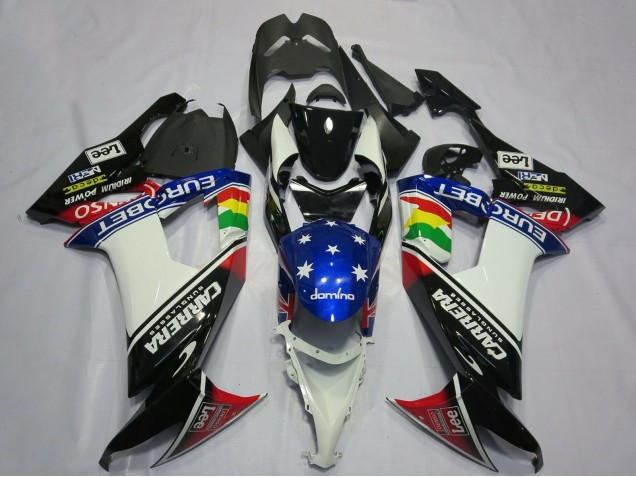 Carene Moto Kawasaki ZX10R 2008-2010 - Nero Lucido Bianco Blu Rosso Eurobet Lee Carrera Star