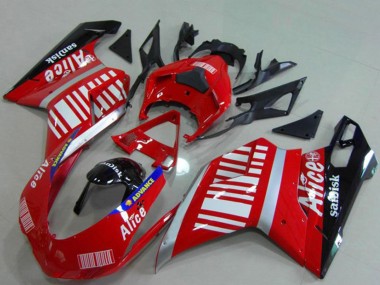 Carene Moto Ducati 848 1098 1198 2007-2014 - Argento Rosso Nero Lucido Alice Sandisk