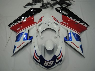 Carene Moto Ducati 848 2007-2014 - Bianco Rosso Blu Nero Lucido Corse 69