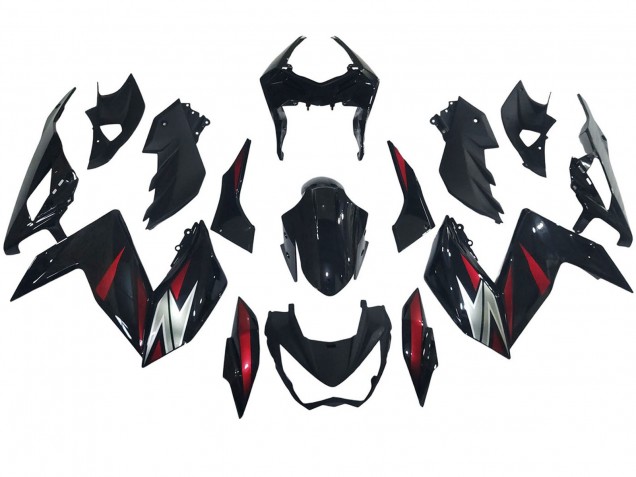 Carena Moto Kawasaki Z250/Z300 2015-2016 - Nero Lucido Rosso Argento