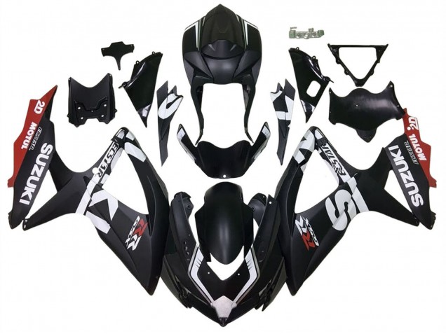 Carena Moto Suzuki GSXR 600 / GSXR 750 2008-2010 - Nero Opaco Rosso Bianco