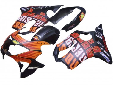 Carena Moto Honda CBR600 F4 1999-2000 - Nero Opaco Arancia Rossi Repsol 46