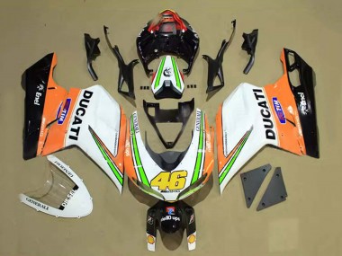 Carena Moto Ducati 848/1098/1198 2007-2014 - Bianco Arancia Verde Nero Lucido Tim 46