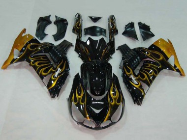 Carena Moto Kawasaki ZX14R ZZR1400 2006-2011 - Nero Lucido Oro Fiamma