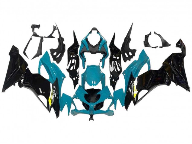 Carena Moto Kawasaki ZX6R 2009-2012 - Azzurro Chiaro Nero Lucido Giallo