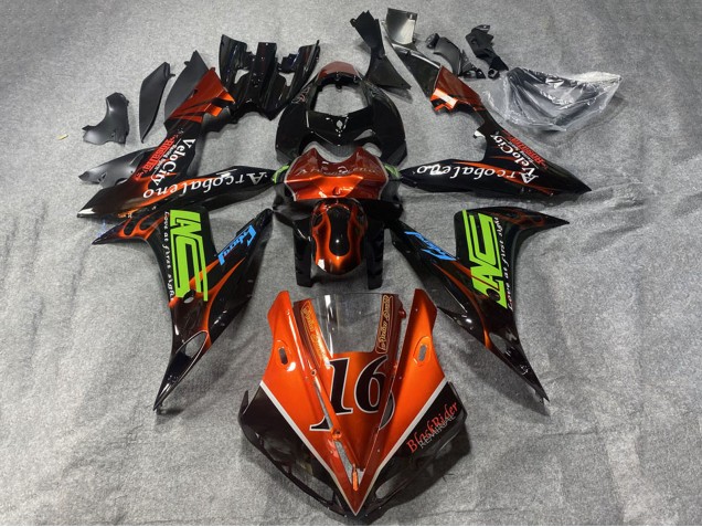 Carena Moto Yamaha YZF 1000 R1 2002-2003 - Arancia Nero Neon Verde Fiamma 16