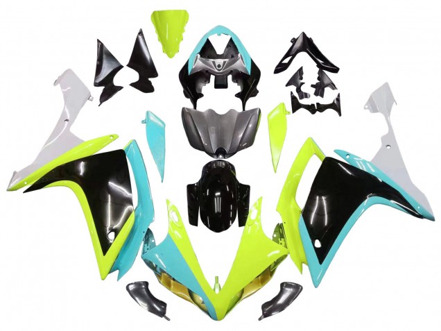 Carena Moto Yamaha YZF 1000 R1 2007-2008 - Azzurro Chiaro Verde Lime Nero
