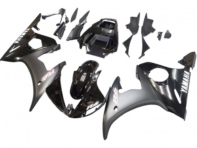Carene Moto Yamaha YZF R6 2003-2004 - Nero Lucido Nero Opaco Bianco Decals