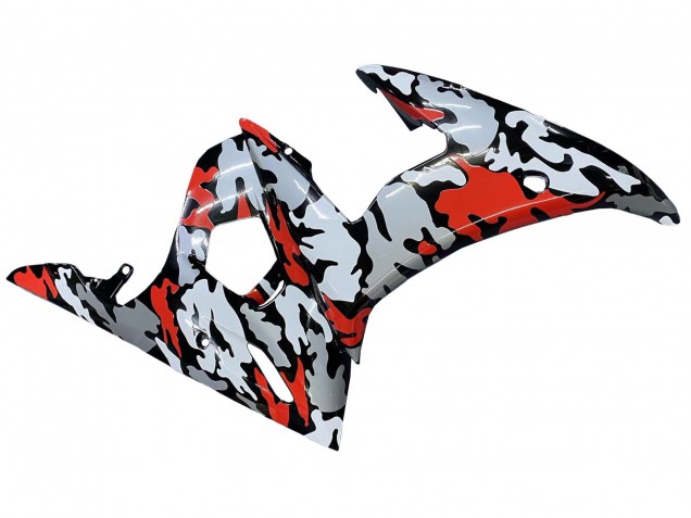 Carena Moto Yamaha YZF R6 2003-2004 - Nero Rosso Grigio Camouflage