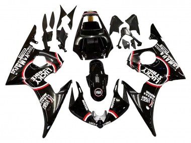 Carena Moto Yamaha YZF 600 R6 2005 - Nero Lucido Bianco Lucky Strike Motul