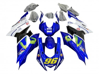 Carena Moto Yamaha YZF 600 R6 2017-2023 - Bianco Blu Nero Verde MoviStar Semakin Didepan