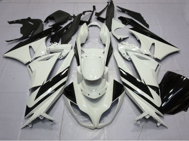 Carena Moto Kawasaki ZX6R 2009-2012 - Bianco Nero Lucido Banda