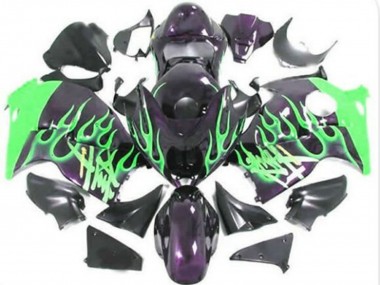 Carena Moto Suzuki GSXR 1300 Hayabusa 1996-2007 - Nero Lucido Verde Fiamma