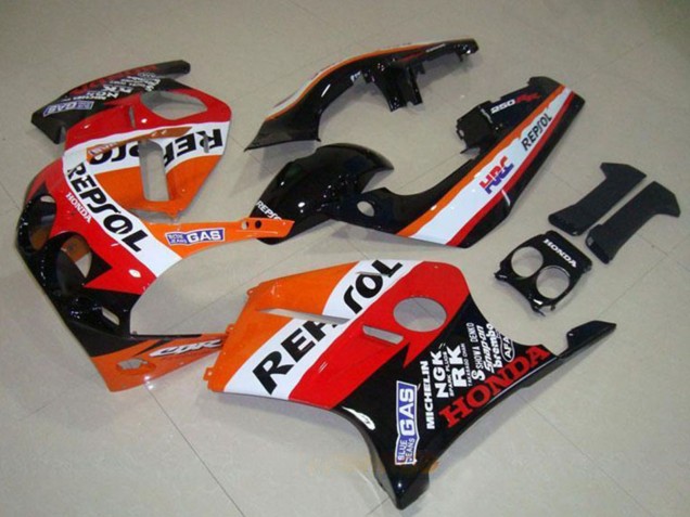 Carena Moto Honda CBR250RR MC19 1988-1989 - Arancia Bianco Rosso Nero Lucido Repsol