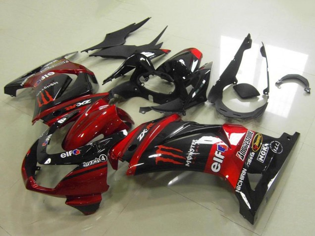 Carena Moto Kawasaki ZX250R 2008-2012 - Caramella Rosso Nero Lucido Elf Touch4 Mostro
