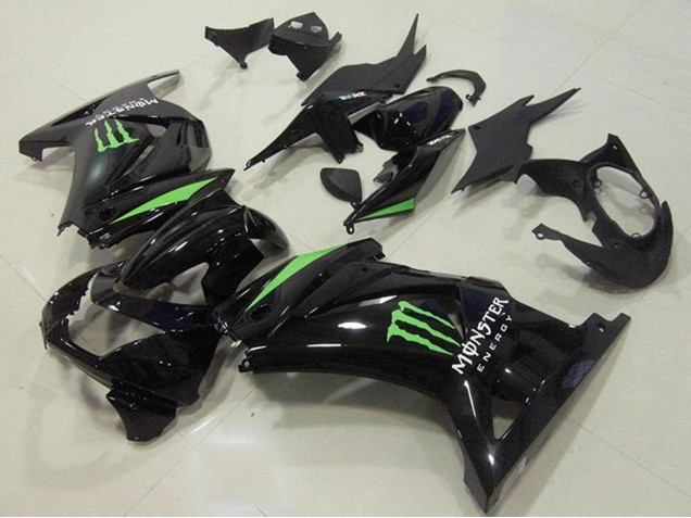 Carena Moto Kawasaki ZX250R 2008-2012 - Nero Lucido Verde Mostro Energy