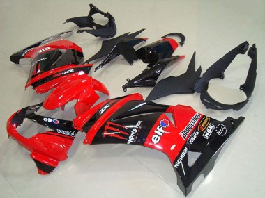 Carena Moto Kawasaki ZX250R 2008-2012 - Rosso Nero Lucido Elf Touch4 Mostro