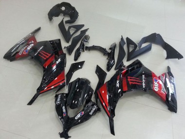 Carena Moto Kawasaki ZX300R 2013-2018 - Nero Lucido Rosso Elf Touch4 Mostro