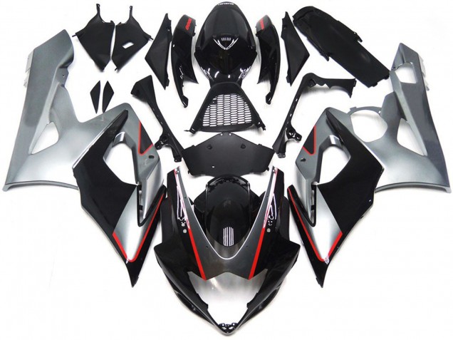 Nero & Argento Lucido Con Rosso 05-06 GSXR 1000 Carena