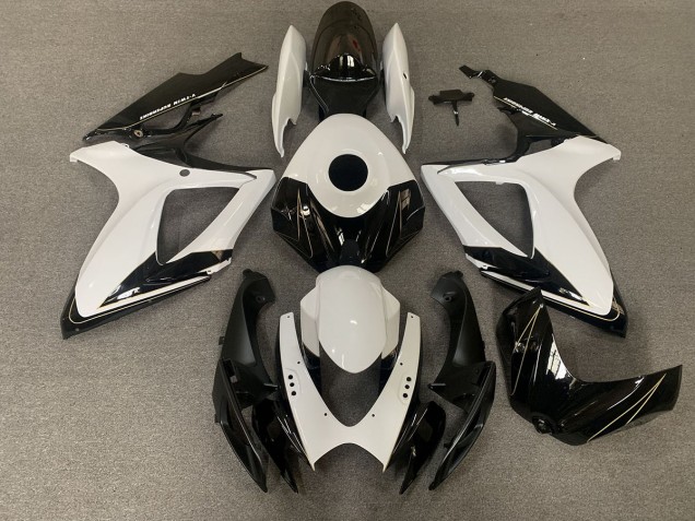 Nero Opaco & Bianco Lucido 06-07 GSXR 600-750 Carena Nero Opaco & Bianco Lucido 06-07 GSXR 600-750 Carena