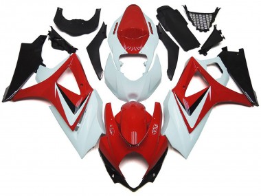 Rosso Lucido Con Stile Bianco OEM 07-08 GSXR 1000 Carena