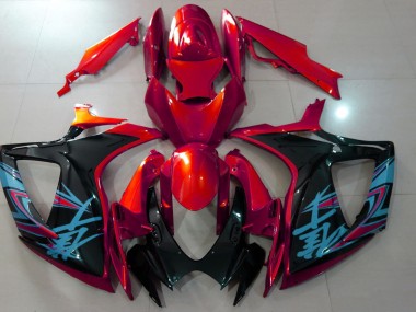 Rosso Lucido & Nero 06-07 GSXR 600-750 Carena