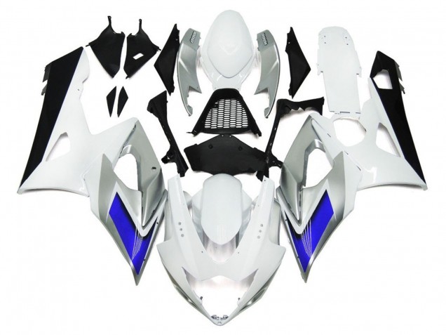 Stile Bianco Lucido Con Sfumature Argento & Blu 05-06 GSXR 1000 Carena Stile Bianco Lucido Con Sfumature Argento & Blu 05-06 GSXR 1000 Carena