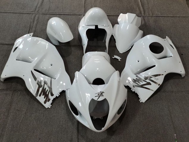 Stile Bianco Lucido OEM Con Decalcomanie Argento 97-07 GSXR 1300 Carena