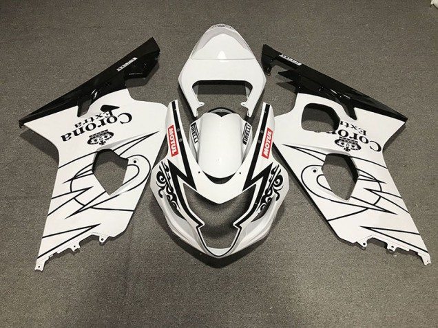 Stile Bianco & Nero Lucido Corona 04-05 GSXR 600-750 Carena Stile Bianco & Nero Lucido Corona 04-05 GSXR 600-750 Carena