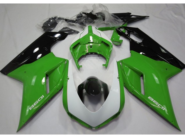 Verde Lucido & Bianco 07-14 Ducati 848 1098 1198 Carena