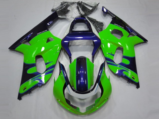 Verde Lucido & Blu 01-03 GSXR 600-750 Carena Verde Lucido & Blu 01-03 GSXR 600-750 Carena